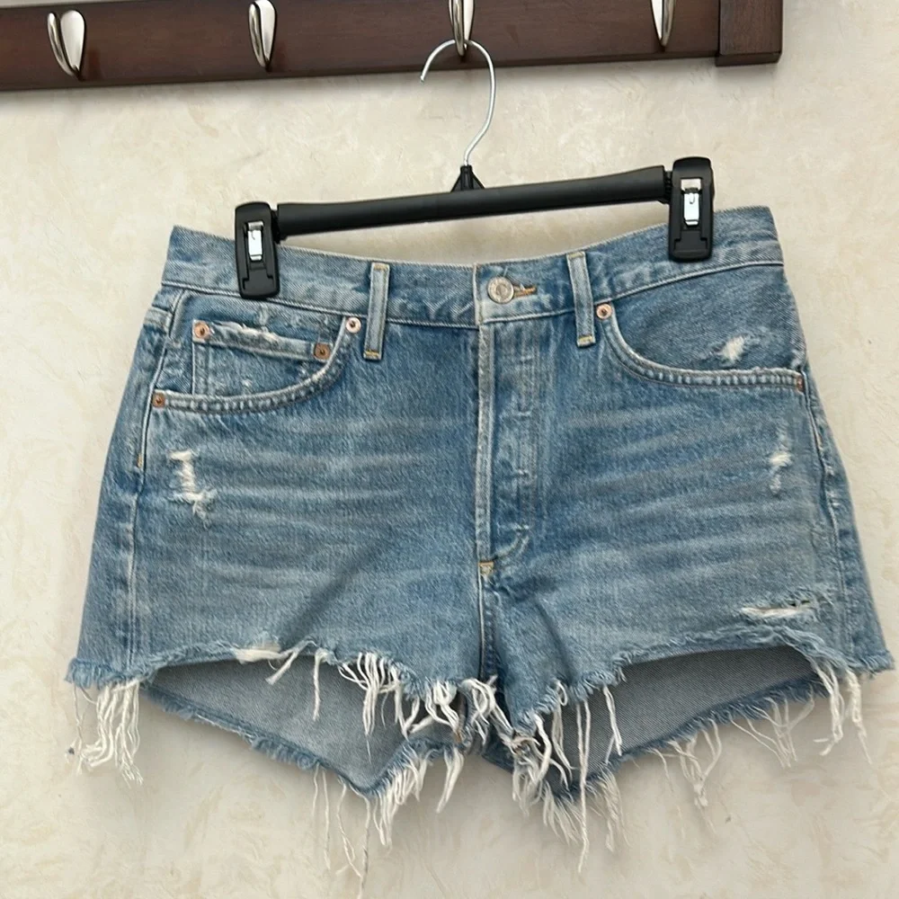 AGOLDE Parker Vintage Cutoff organic denim shorts size 29 high rise